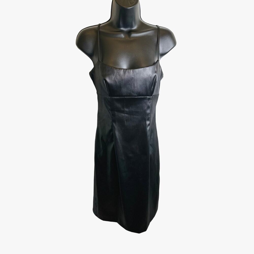 Vintage Y2K City Triangles Faux Leather Mini Dress SM Goth Halloween Dark Rave